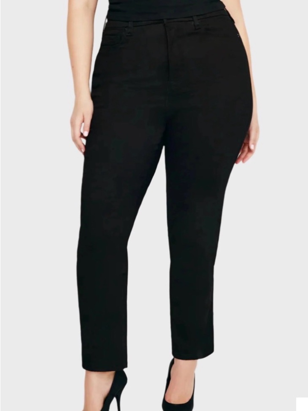 Good American Good Curve Straight Black Jeans | NWT